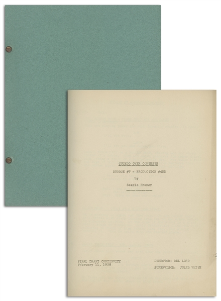 Moe Howard's 33pp. Script Dated February 1938 for The Three Stooges Film ''Healthy, Wealthy and Dumb'' -- With Numerous Annotations by Moe Including His Pencil Signatures -- Very Good Condition